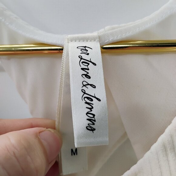 For Love and Lemons White Cut Out Ribbed Thong Bodysuit Medium Sexy Summer - Picture 14 of 15